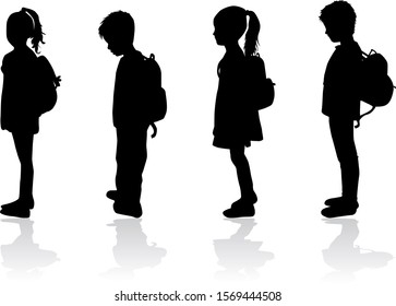 Silhouette Child Backpack Stock Illustration 1569444508 | Shutterstock