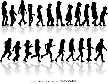 Vector Silhouettes Men Women Teenagers Child Stock Vector (Royalty Free ...