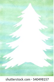 Silhouette Of A Christmas Tree On Watercolor Background With Copy Space Winter Watercolor Background Theme Of Christmas And New Year