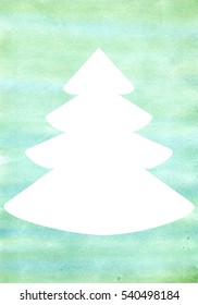 Silhouette Of A Christmas Tree On Watercolor Background  With Copy Space Winter Watercolor Background Theme Of Christmas And New Year