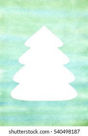 Silhouette Of A Christmas Tree On Watercolor Background With Copy Space Winter Watercolor Background Theme Of Christmas And New Year