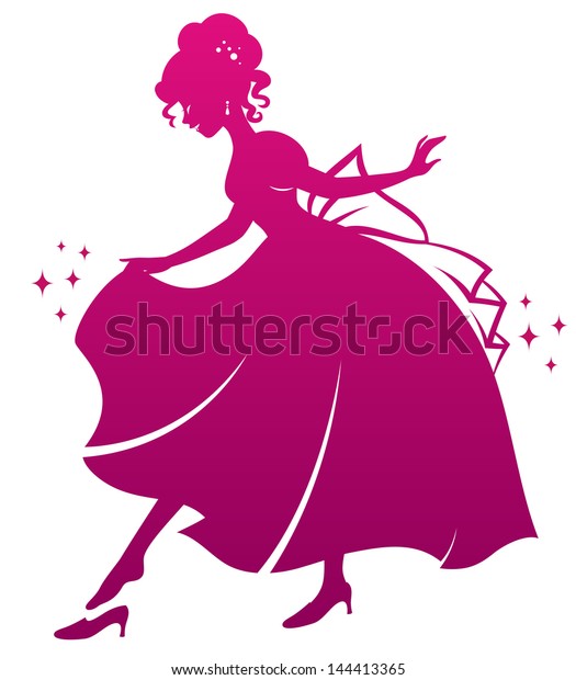 silhouette of Cinderella wearing her glass slipper.