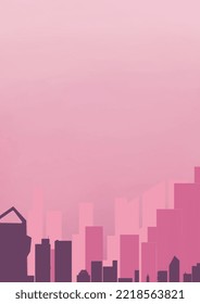 silueta ciudad fondo rosa