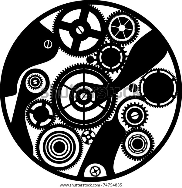 Silhouette Clockwork Stock Illustration 74754835