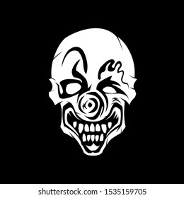 Silhouette Clown Skull Black White Color Stock Illustration 1535159705 ...