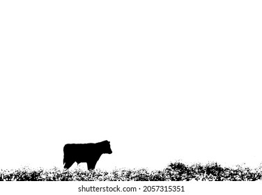 Silhouette of a cow on a white background.