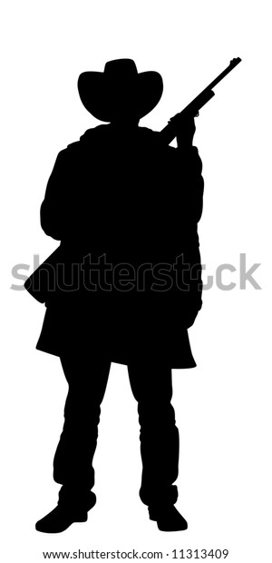 Silhouette Cowboy Holding Rifle Stock Illustration 11313409