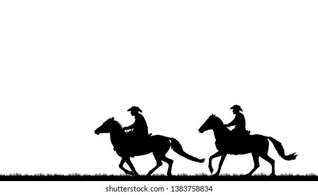 Silhouette Cowboy Riding Horse On White Stock Illustration 1383758834 ...