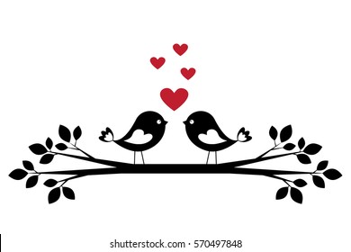 恋をした可愛い鳥のシルエット バレンタインデー用のスタイリッシュなカード のイラスト素材 Shutterstock