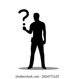 Silhouette Design Man Holding Question Mark Stock Illustration ...