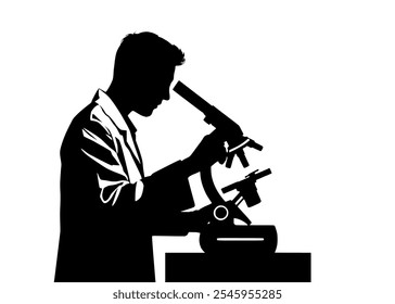 silhouette design of scientist and microscope  - Powered by Shutterstock