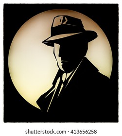 Silhouette Of  Detective Cartoon Style