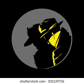 Silhouette Of Detective, Comics Style