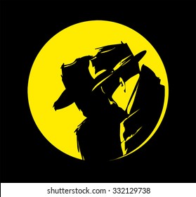 Silhouette Of Detective, Comics Style