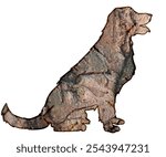 silhouette of dogs filled with texture or pattern made from photo of rock bluff