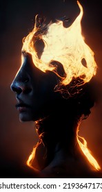 Silhouette Fire Face Hyperrealistic Insanely Stock Illustration ...