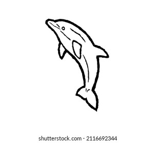 Silhouette Flying Dolphin White Background Illustration Stock ...