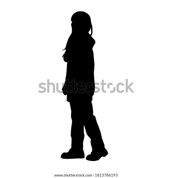 Silhouette Girl Long Hair Wearing Over Stock Illustration 1813786193 ...