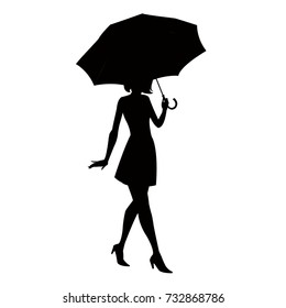 Girl Walking Rain Silhouette Jpg Stock Illustration 136012598