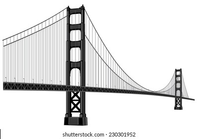 Silhouette Of Golden Gate Bridge In Black Color