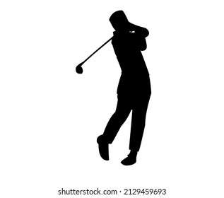 Silhouette Golfer Man Icon White Background Illustration