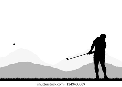 silhouette golfer playing golf on white background. - Powered by Shutterstock