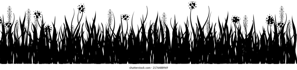 Silhouette Grass Wall Art Black Stock Illustration 2176488969 ...