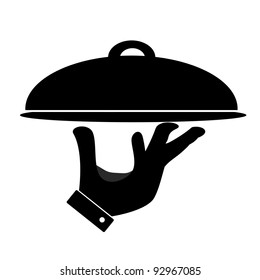 Silhouette Of Hand Holding Serving Tray