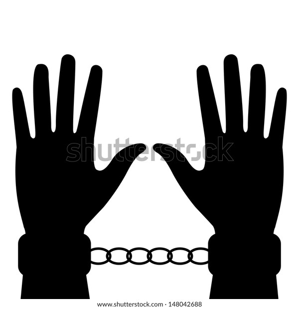 Silhouette Hands Handcuffs Stock Illustration 148042688