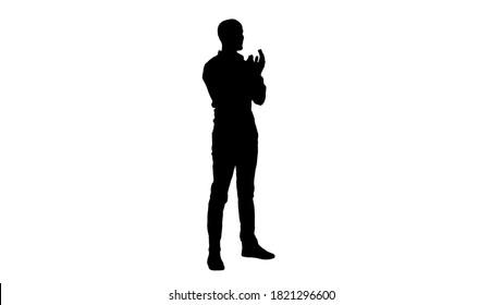 Silhouette Handsom Arab Clapping His Hands Applauding.