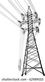 Silhouette High Voltage Power Lines Pylon Stock Illustration 62989033 ...