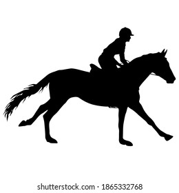 Silhouette Racing Horse Jockey On White Stock Vector (Royalty Free ...