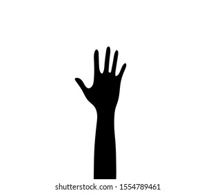 Silhouette Human Hand Raised Stock Illustration 1554789461 | Shutterstock