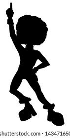 Silhouette Illustration Of A 1970's Disco Dancer