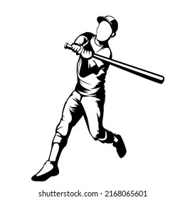 Silhouette Illustration Baseball Athlete Hitting Ball Stock ...