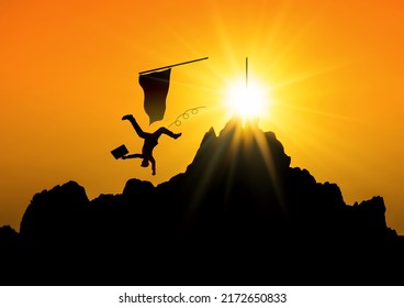 Silhouette Illustration Of A Businessman Falling From The Top With The Concept Of Business Failure