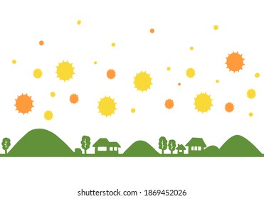 Silhouette Illustration Of The Countryside With Pollen.