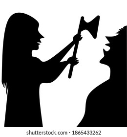 Silhouette Image Of Murder Illustration With Ax