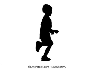 Silhouette Kids Children Running Playing White Stock Illustration ...