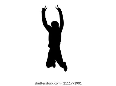 Silhouette Kids Jumping Exercise Outdoor White Stock Illustration ...
