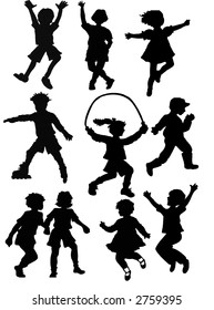 Silhouette Kids Playing Sports