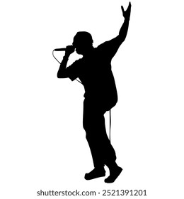 Silhouette of male vocalist on white background. Perfect for stickers, icons, tattoos, logos - Powered by Shutterstock