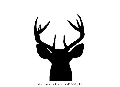 A Silhouette Of A Male White Tail Deer Head