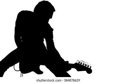 Silhouette Man Electric Guitar Stock Illustration 384878629 | Shutterstock