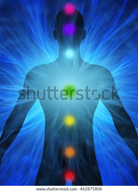 Silhouette Man Energy Beams Where Has Stock Illustration 462875806 ...