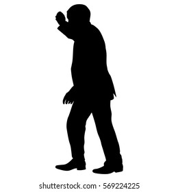 Silhouette Man His Hand Raised Illustration Stock Illustration ...