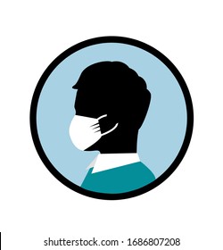 Silhouette Man Profile Protective Medical Mask Stock Illustration ...