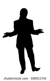 Silhouette Of A Man In A Suit Shrugs