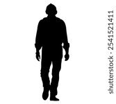 Silhouette of a man walking from behind. Perfect for stickers, icons, logos