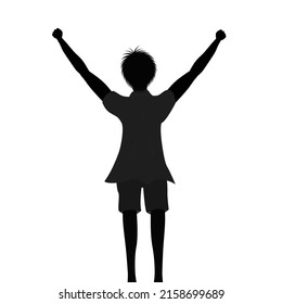 Silhouette Of A Man Who Raises His Arms And Makes A Fist Pump.
An Icon That Represents Victory.